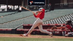 baseball player batting a ball