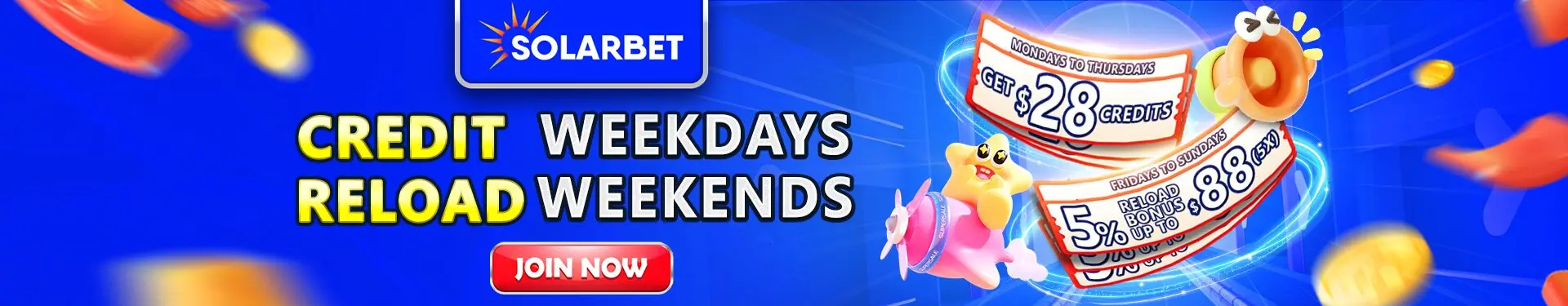 Solarbet banner credit reload weekdays-ends