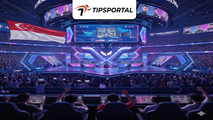 esports tournament inside the stadium with tipsportal logo on top
