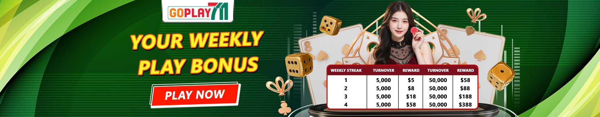 your weekly play bonus goplay711