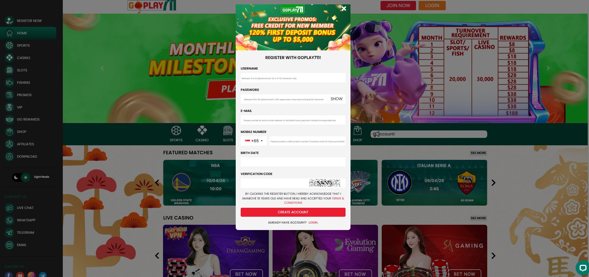 Register with goplay711