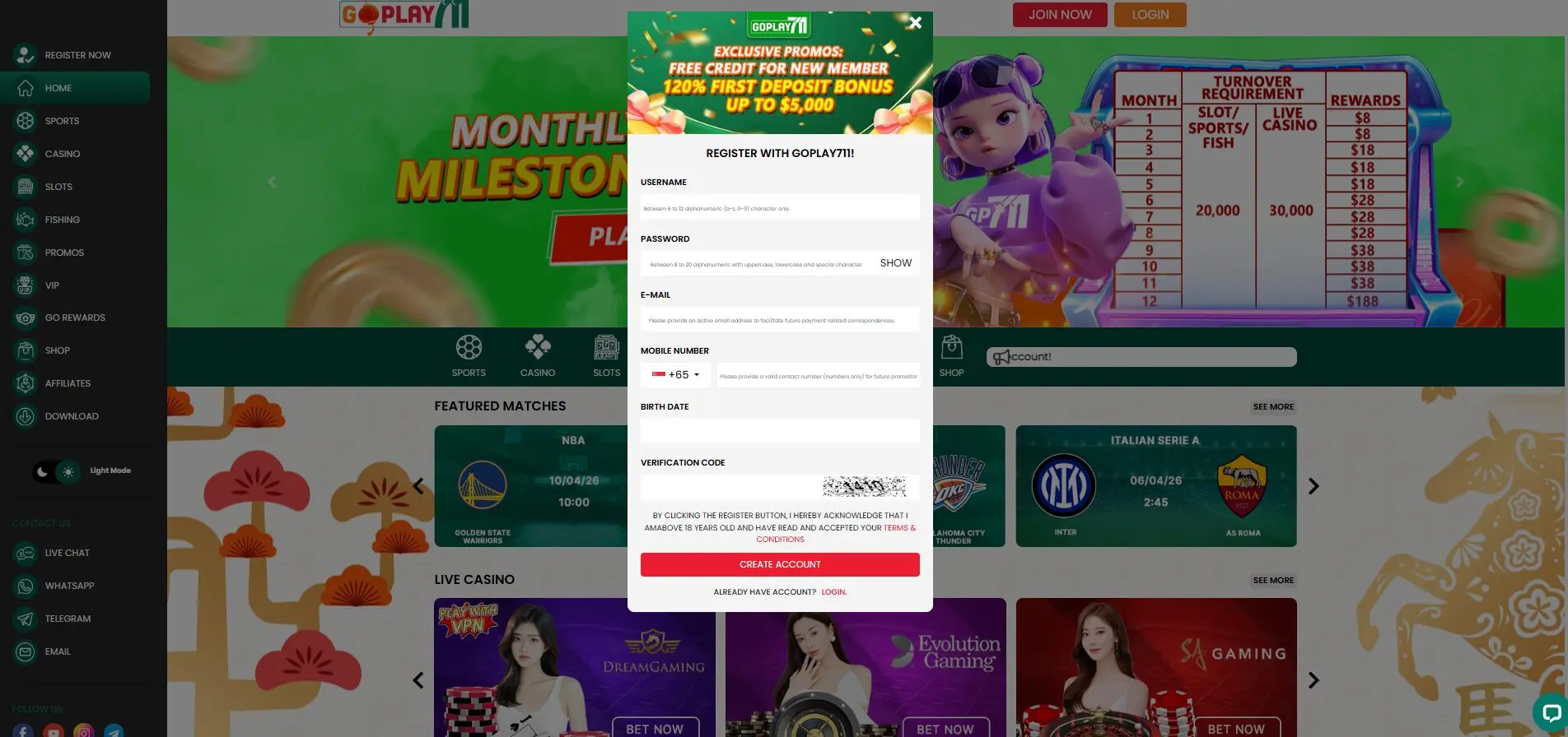 Register with goplay711