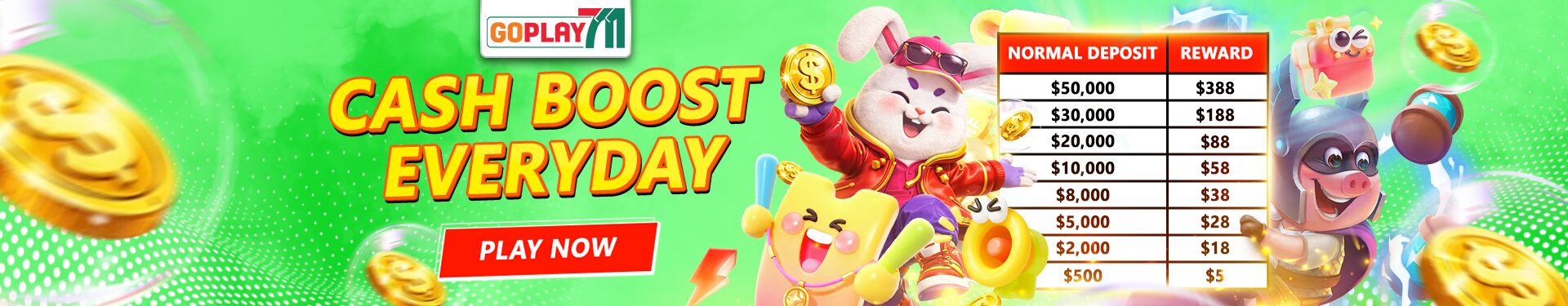 Cash Boost goplay711 promo banner